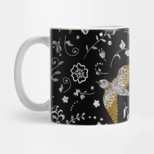 Birds And Leaf Pattern Abstract In Dark Background Mug